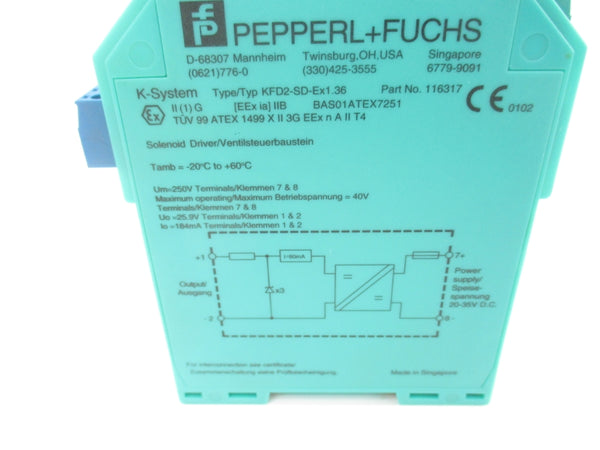 PEPPERL+FUCHS KFD2-SD-EX1.36 116317 20-35VDC NSNP