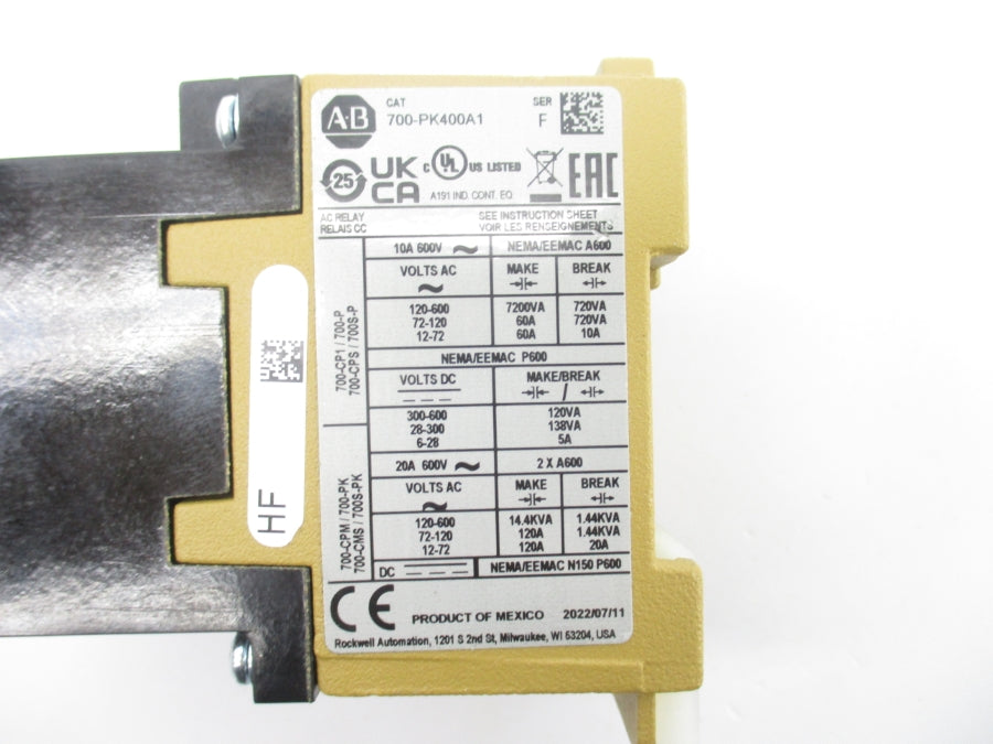INDUSTRIAL SPARE PART 700-PK400A1 SER. F 110/115-120V 60A NSNP