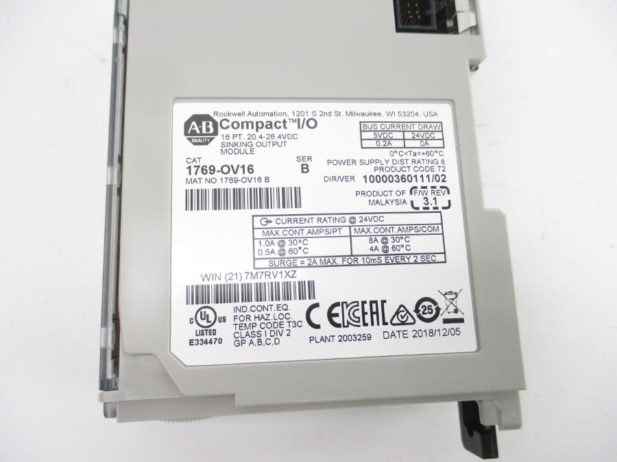 INDUSTRIAL SPARE PART 1769-OV16 SER. B F/W 3.1 20.4-26.4VDC NSNP