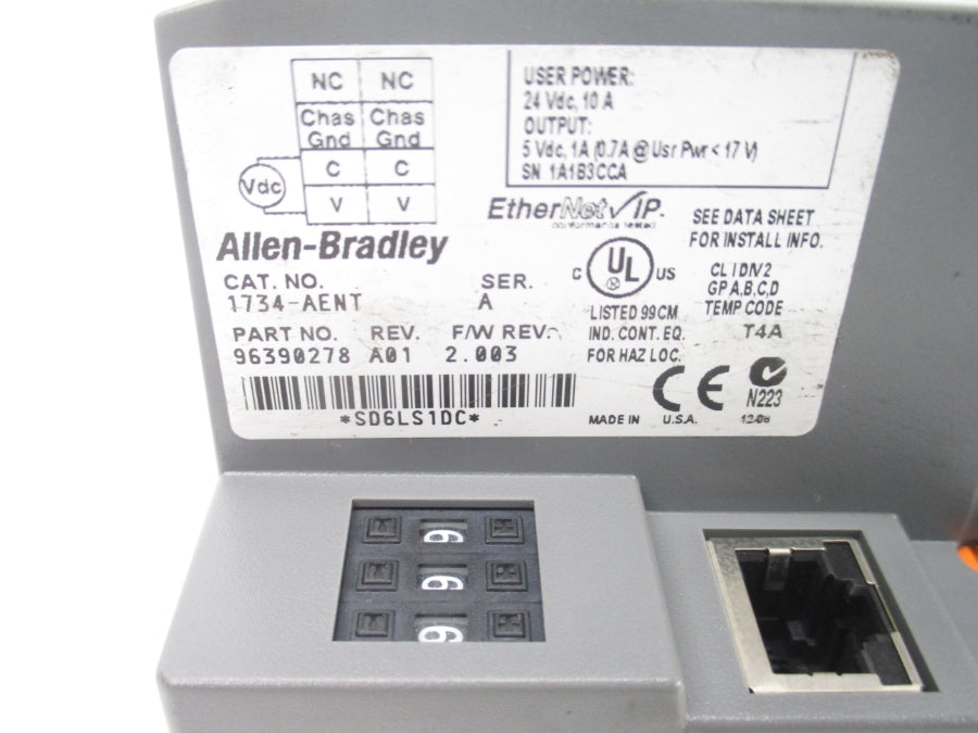 INDUSTRIAL SPARE PART 1734-AENT SER. A 24VDC 10A (AS PICTURED) NSNP