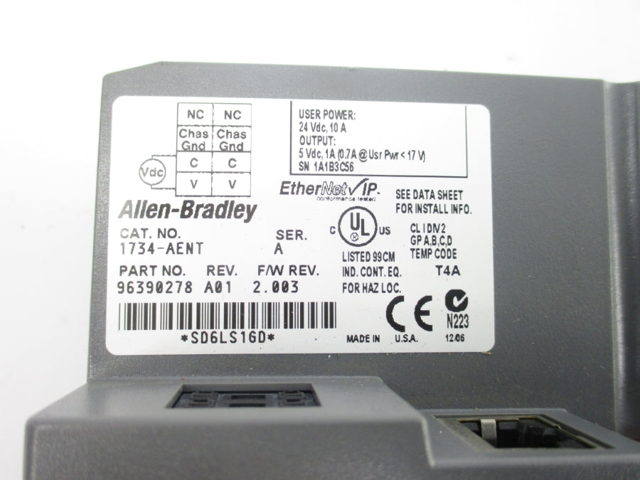 INDUSTRIAL SPARE PART 1734-AENT SER. A F/W 2.003 24VDC 10A NSNP