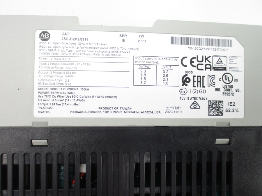 INDUSTRIAL SPARE PART 25C-D2P3N114 SER. B F/W 2.003 323-528VAC 3.2A NSNP
