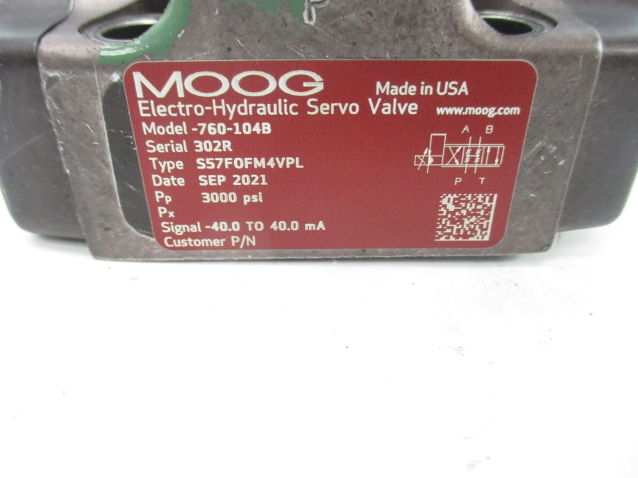 MOOG 760-104B S57F0FM4VPL 3000PSI UNMP