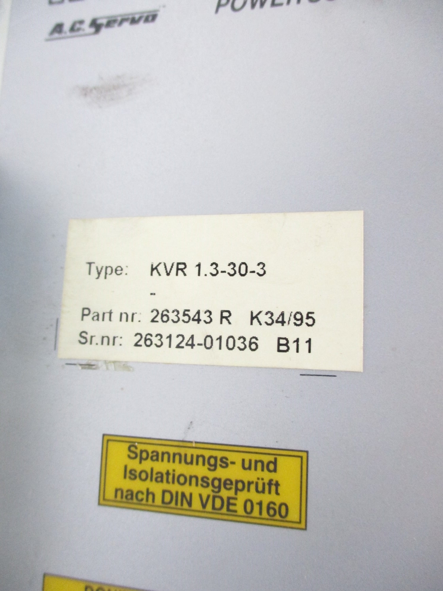 INDRAMAT KVR1.3-30-3 R911263543 REMAN