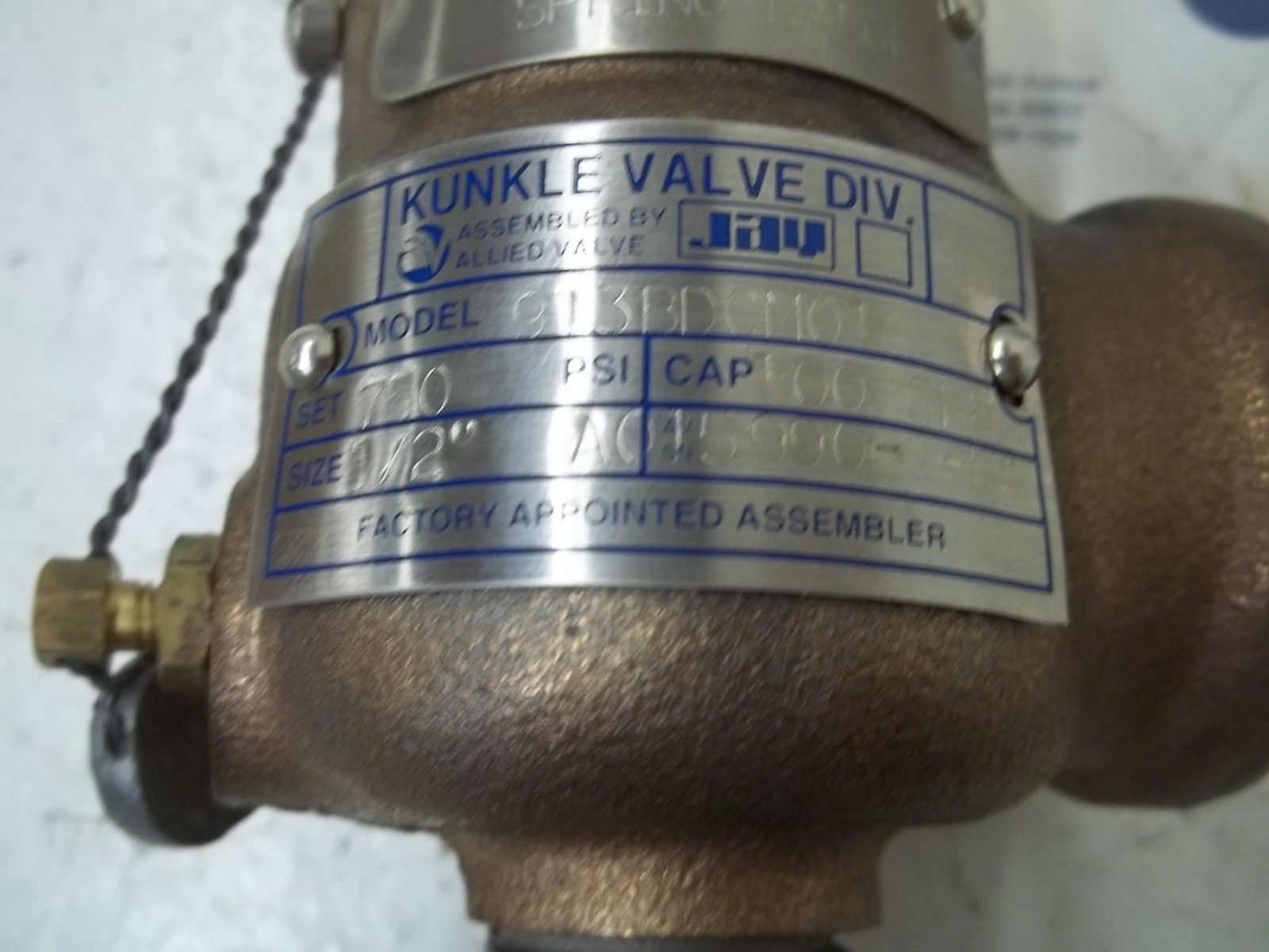 KUNKLE VALVE 913BDCM01 RELIEF VALVE NSMP