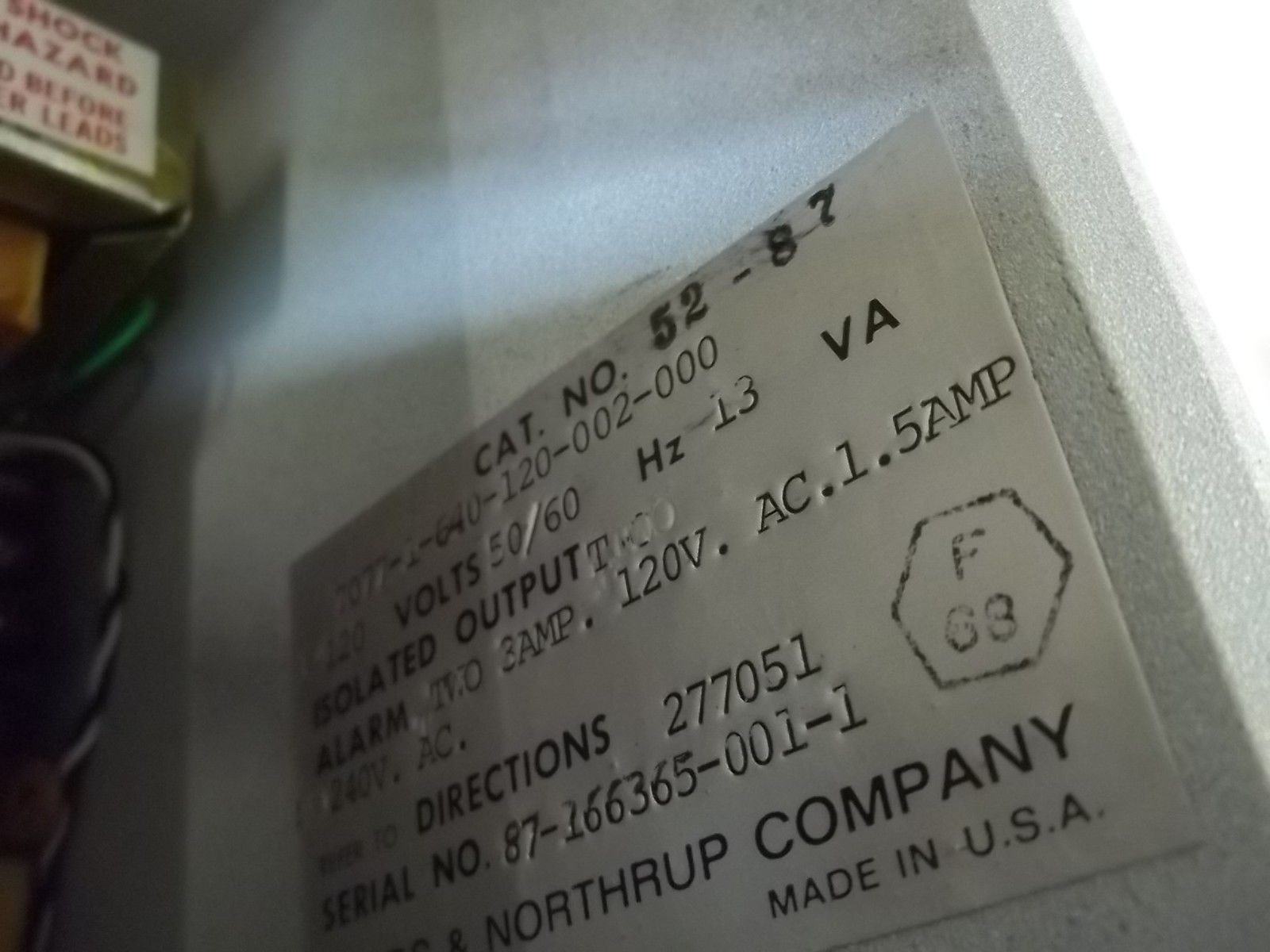LEEDS & NORTHRUP COMPANY 7077-1-640-120-002-000 UNMP