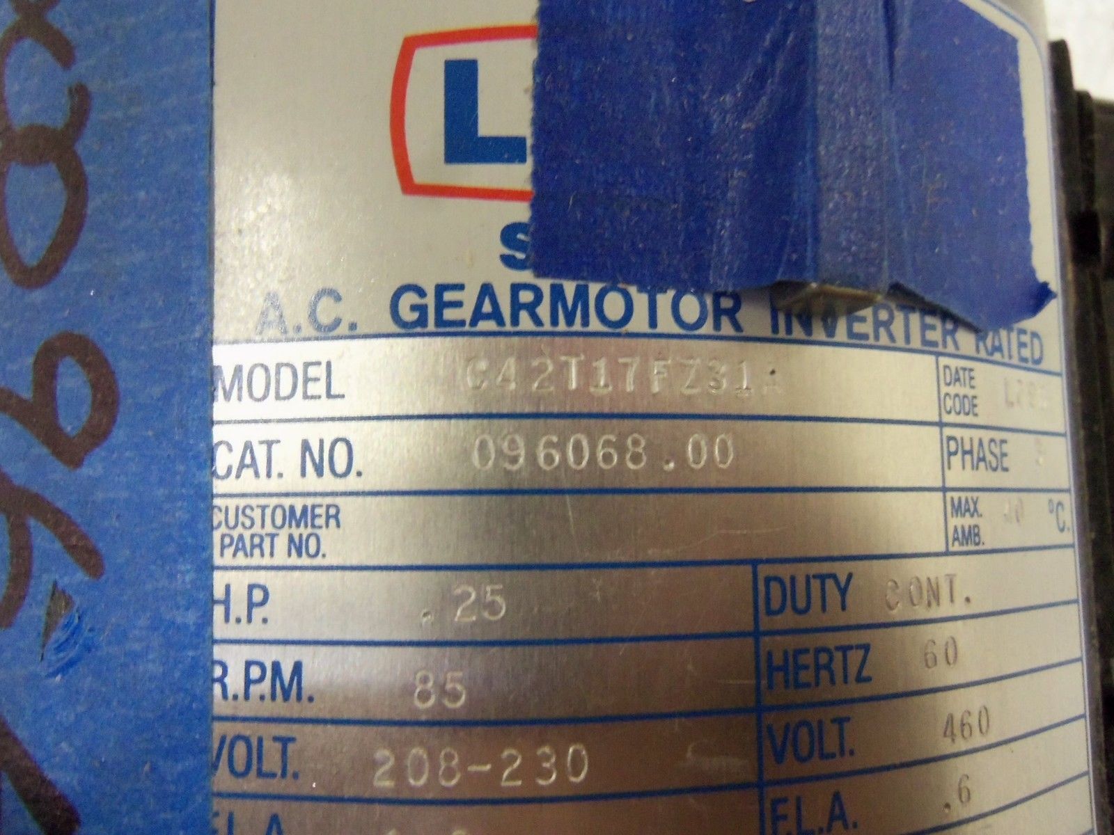 LEESON C42T17FZ31A MOTOR UNMP