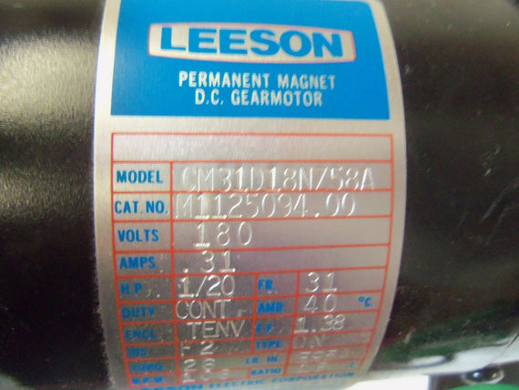 LEESON GEAR MOTOR CM31D18NZ58A *USED*
