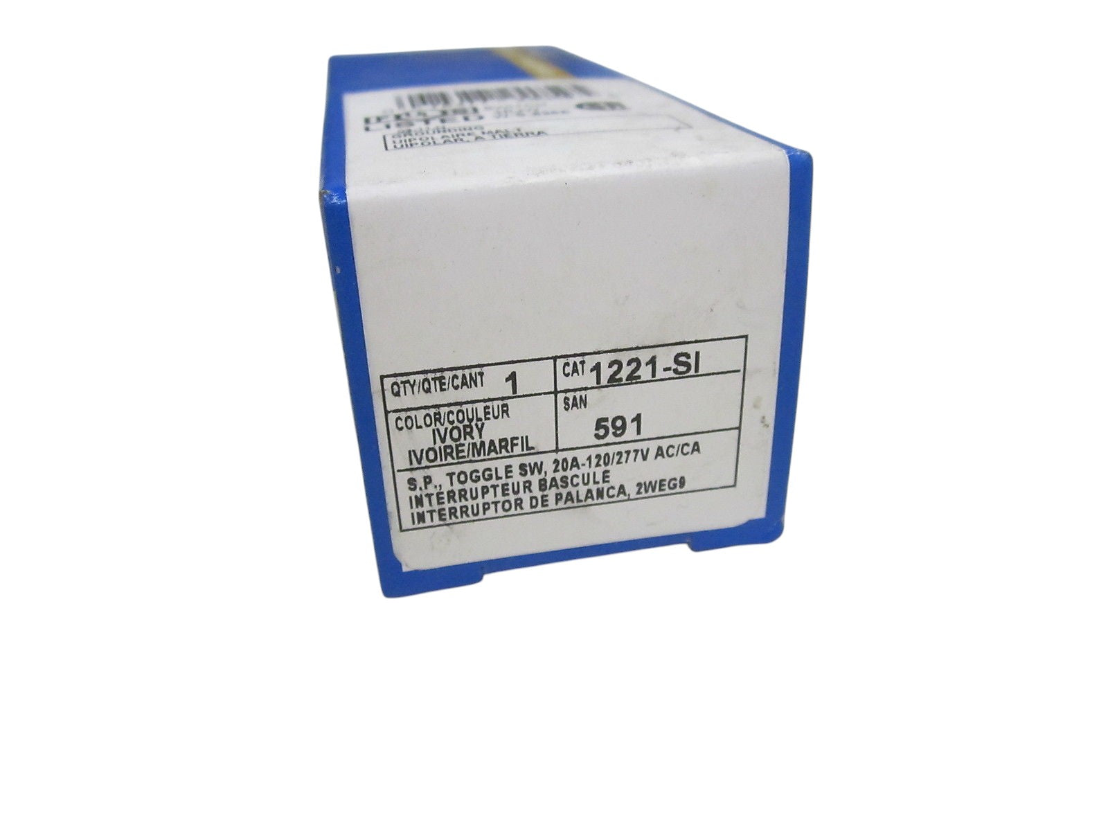 LEVITON 1221-SI IVORY TOGGLE SWITCH 20A 120/277VAC NSMP