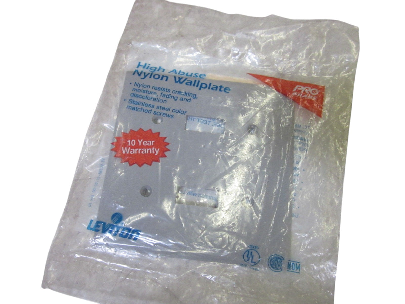 LEVITON 637-80709-GY HIGH ABUSE NYLON WALLPLATE NSMP