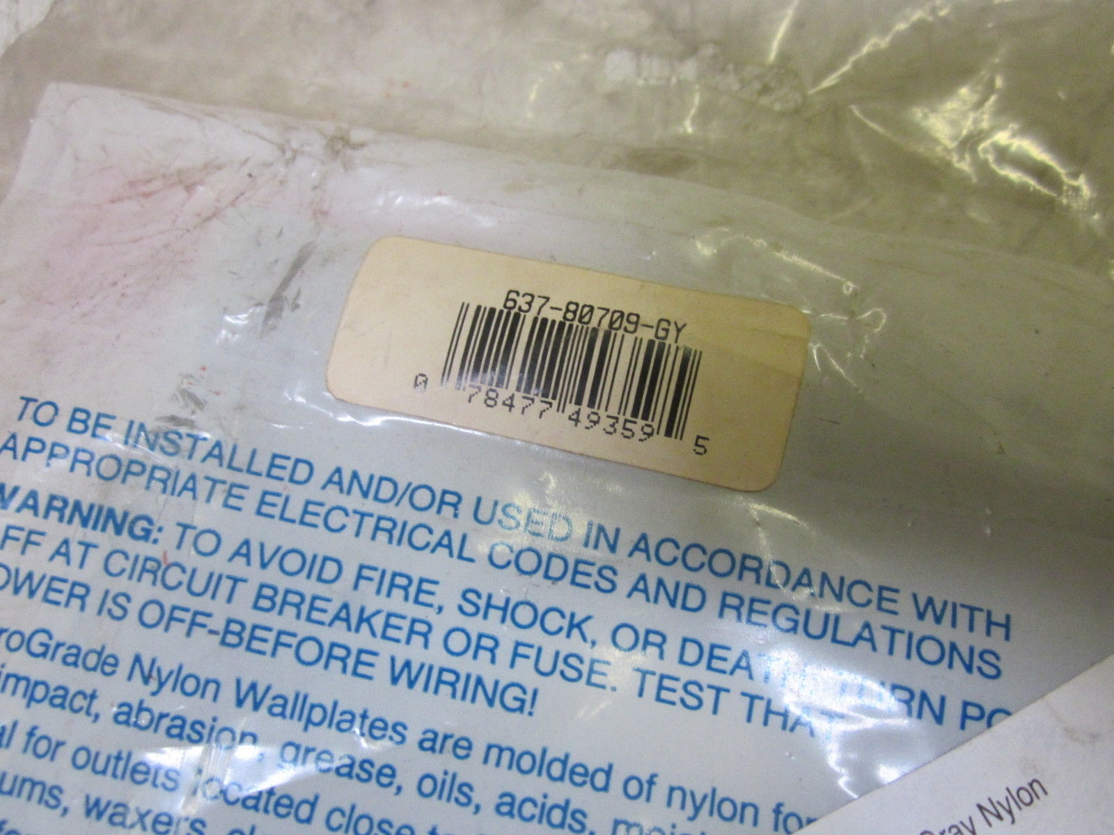 LEVITON 637-80709-GY HIGH ABUSE NYLON WALLPLATE NSMP