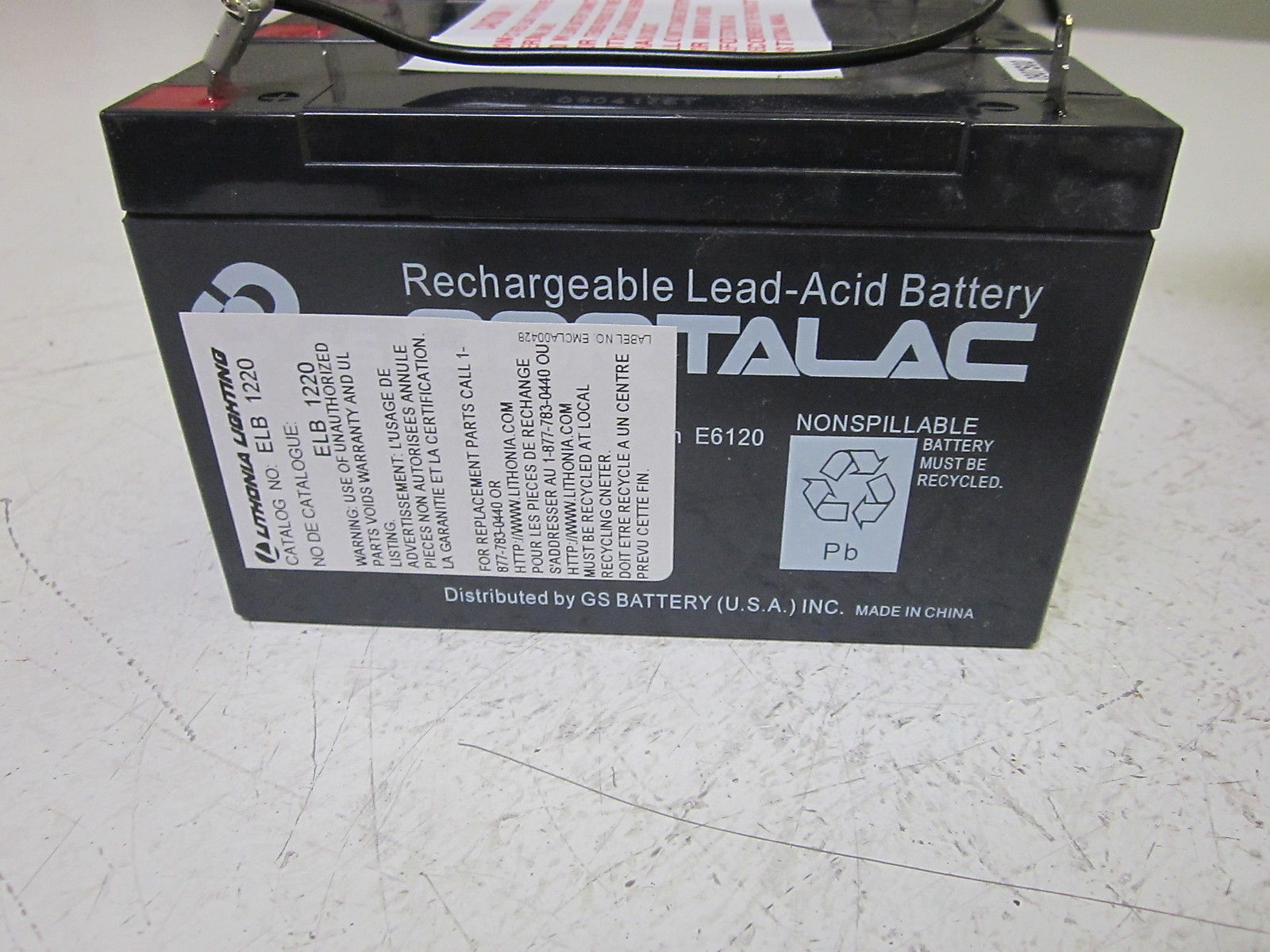 LITHONIA ELB 1220 LEAD ACID BATTERY NSMP