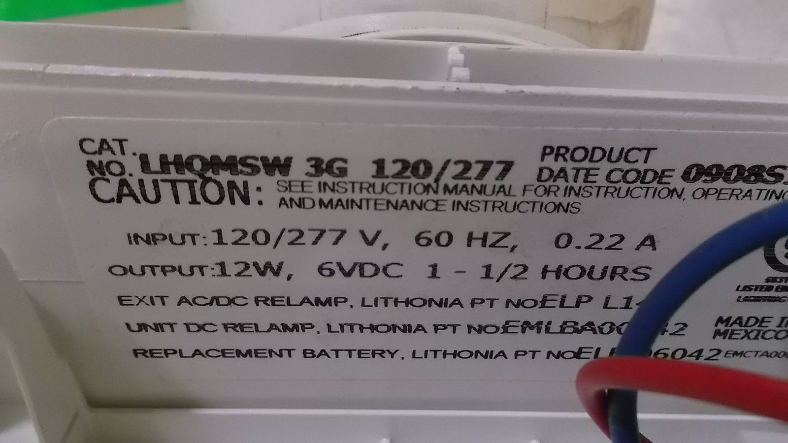 LITHONIA LHQMSW3G120/277 EMERGENCY EXIT LIGHT UNMP