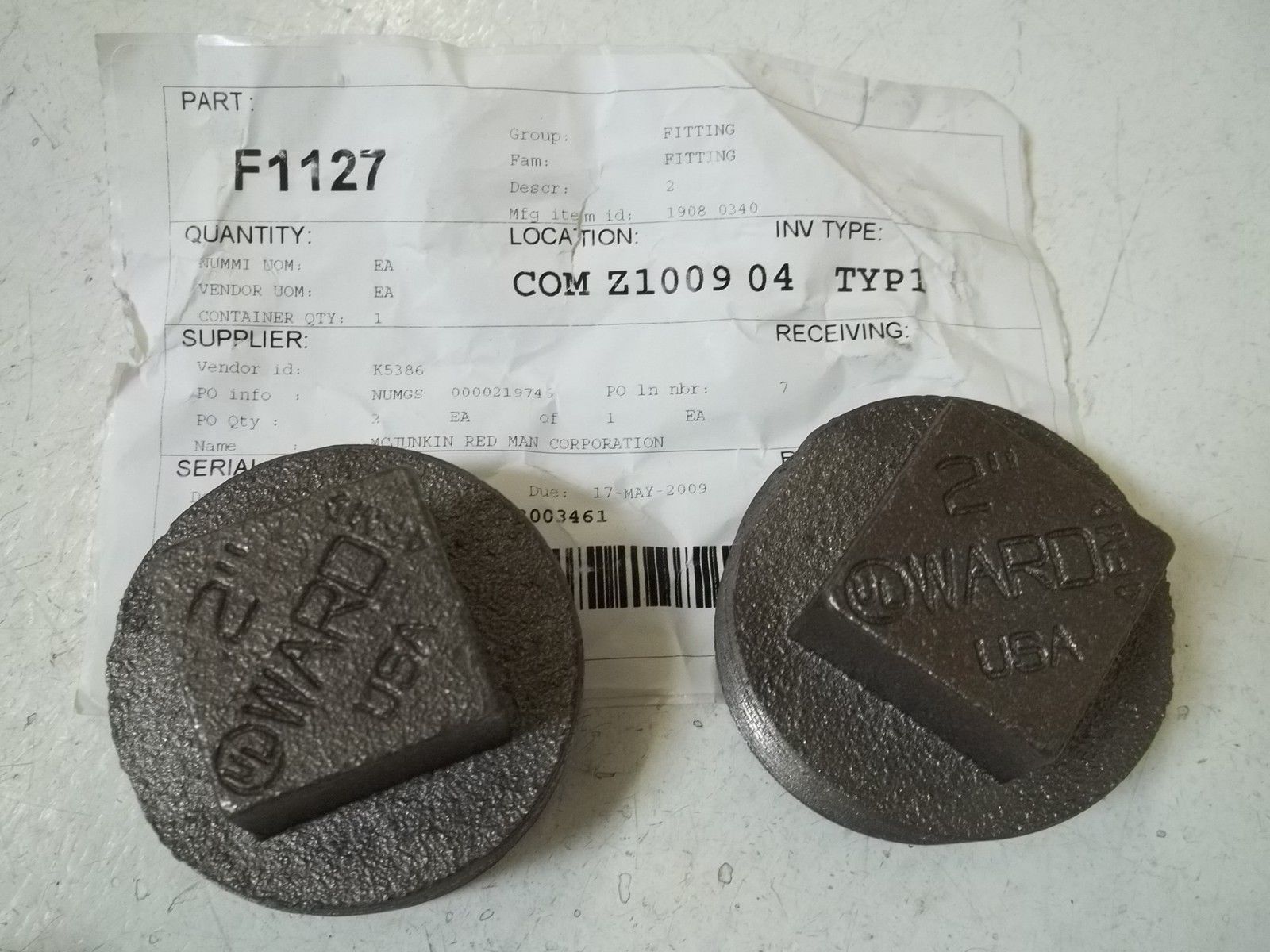 LOT 2 WARD 1908 0340 FITTING 2" NSNP