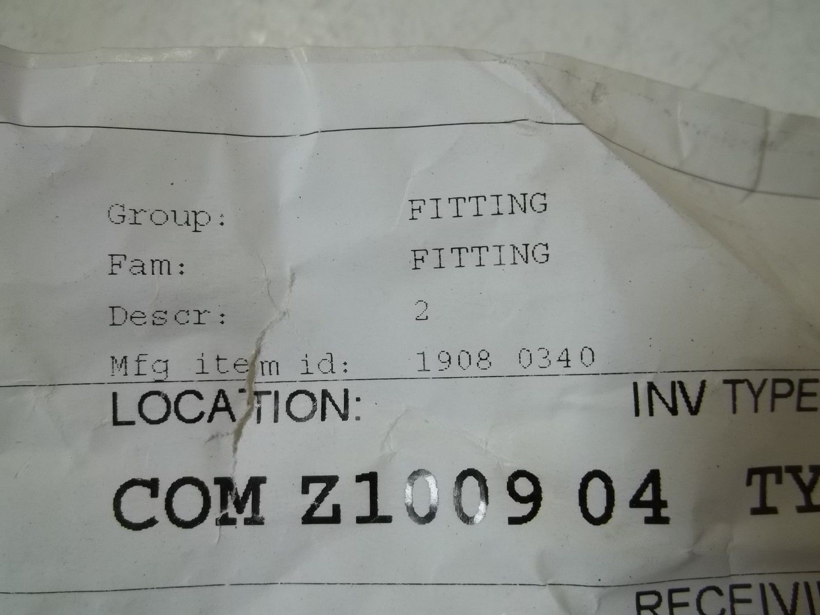 LOT 2 WARD 1908 0340 FITTING 2" NSNP
