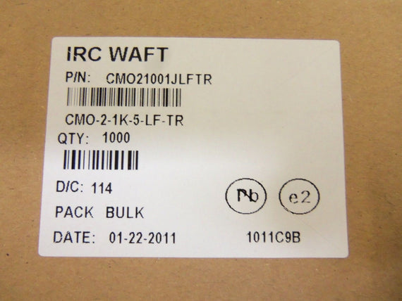 LOT OF 1000 IRC WAFT CM021001JLFTR METAL OXIDE RESISTOR *NEW IN BOX*