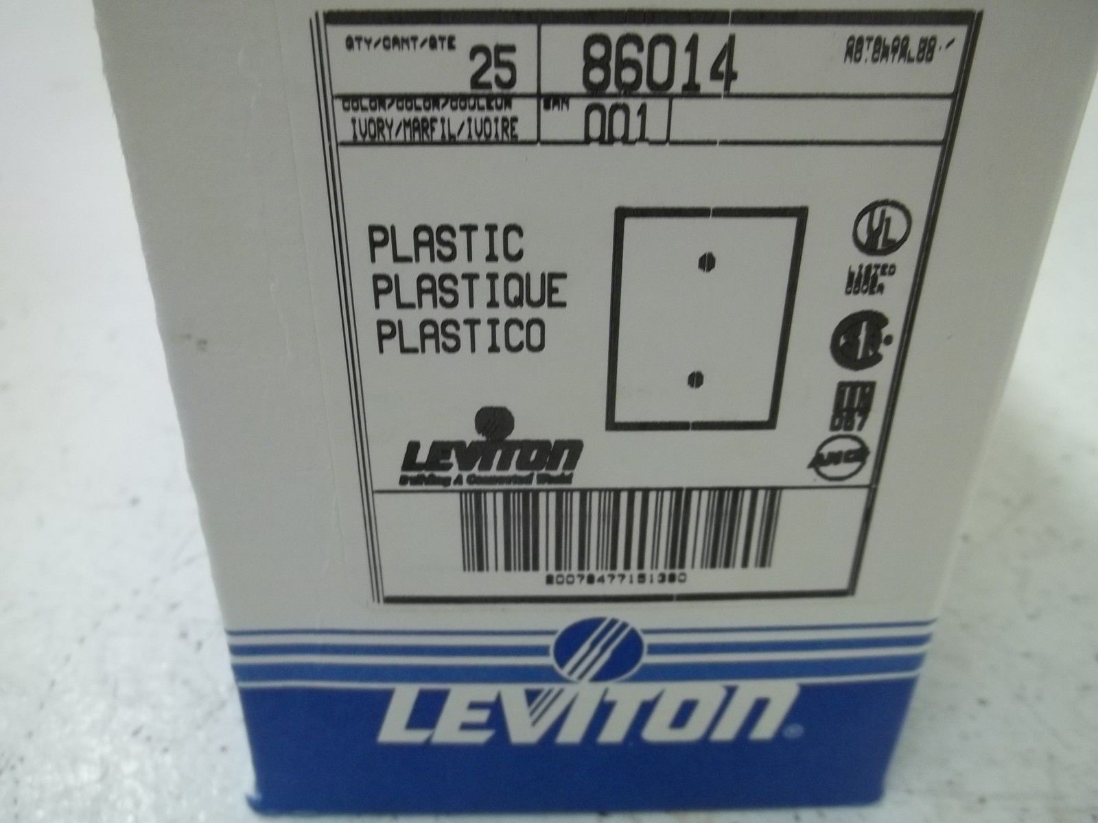 LOT OF 100 LEVITON 86014 PLASTIC SINGLE BLANK PLATE (25 EACH BOX) NSMP