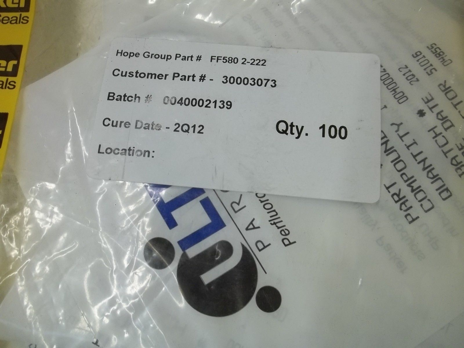 LOT OF 100 PARKER FF5802-222 SEAL NSMP