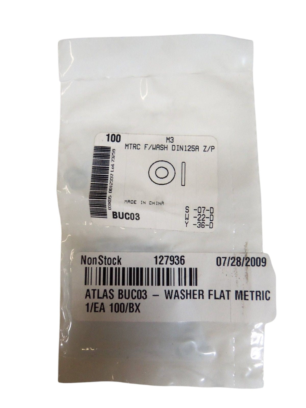LOT OF 100 WASHER FLAT METRIC M3 BUC03 NSMP