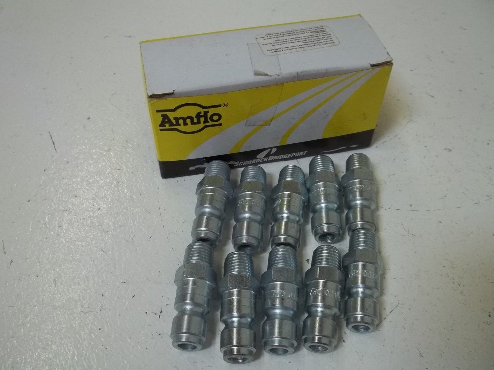 LOT OF 10 AMFLO CP7 COUPLER PLUG; ST L 3/8 T/F, 1/4M NSMP
