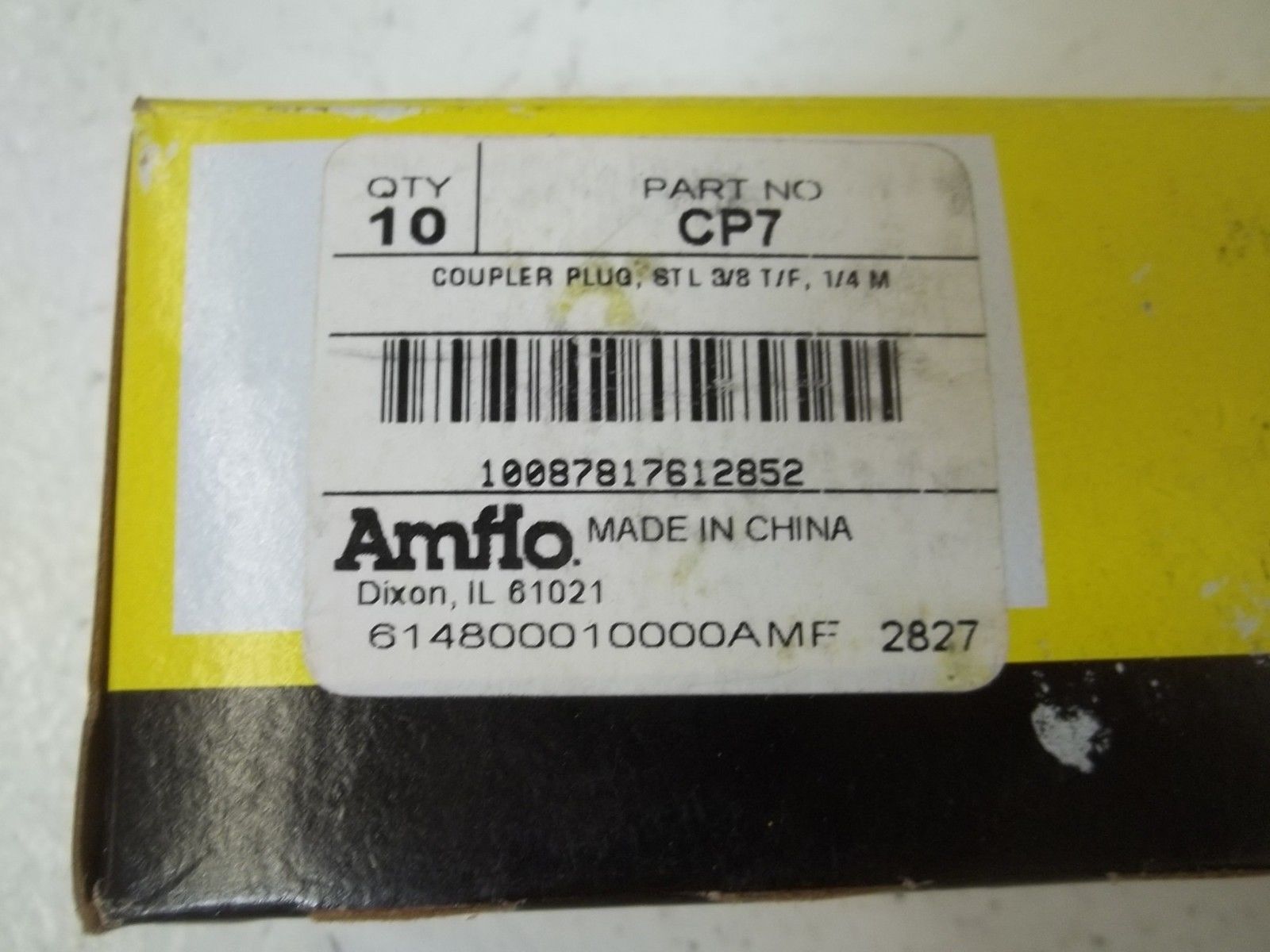 LOT OF 10 AMFLO CP7 COUPLER PLUG; ST L 3/8 T/F, 1/4M NSMP
