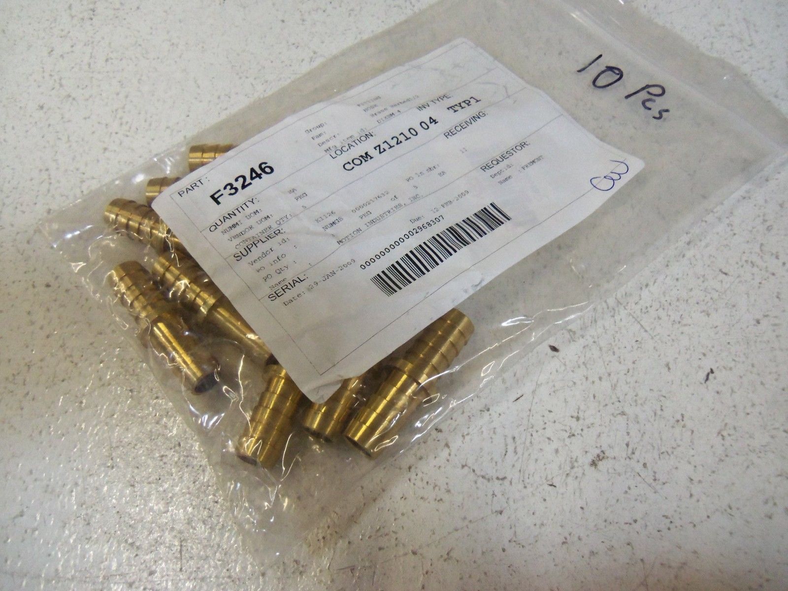 LOT OF 10 BRASS BARDED 1/2" FITTING HOSE DIXBM-4 NSNP