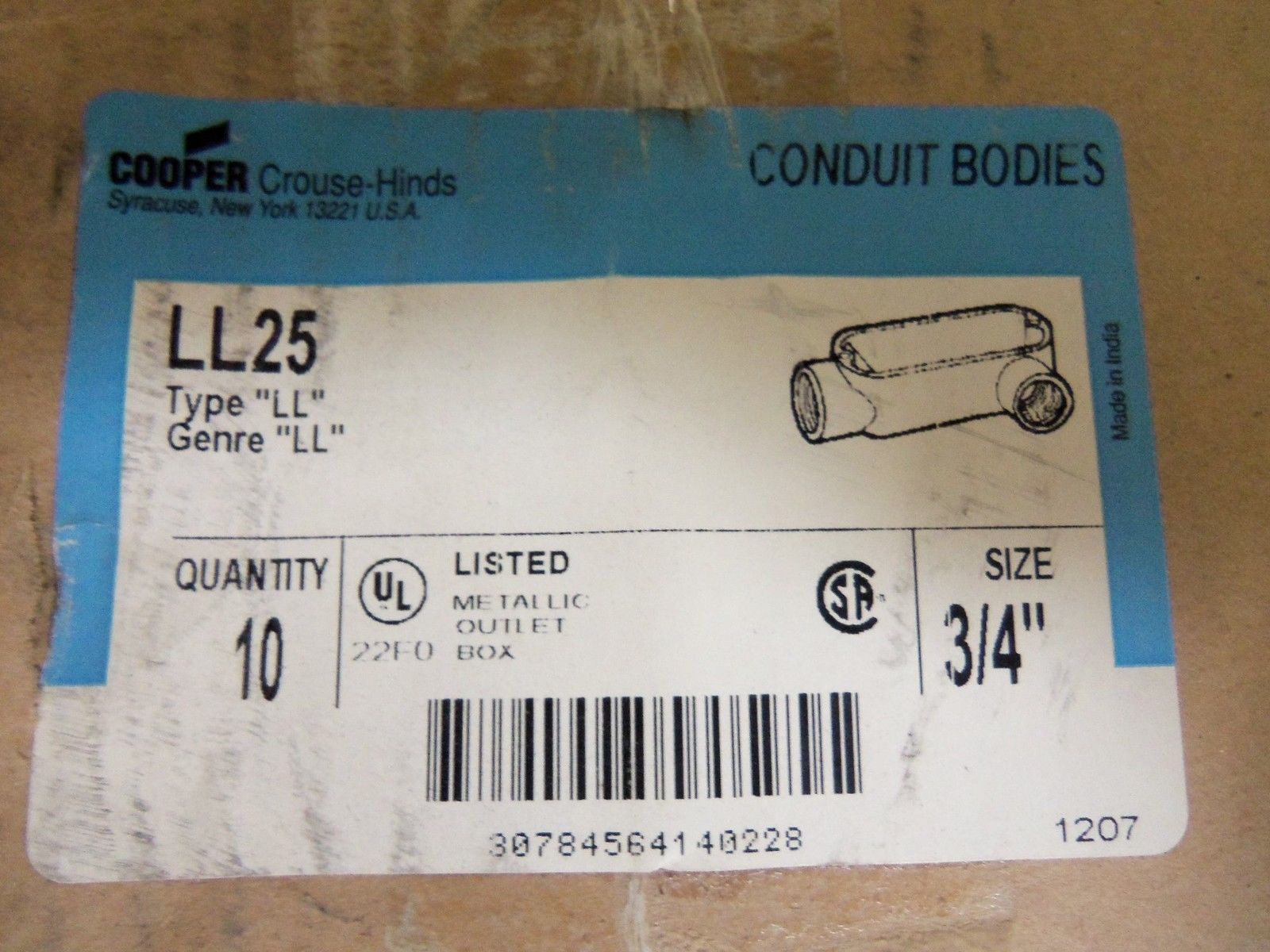 LOT OF 10 CROUSE-HINDS LL25 CONDUIT NSMP
