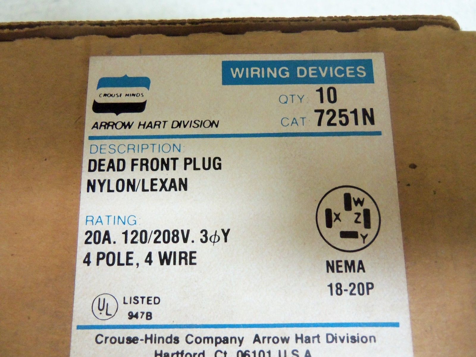 LOT OF 10 CROUSE-HINDS 7251N PLUG NSMP