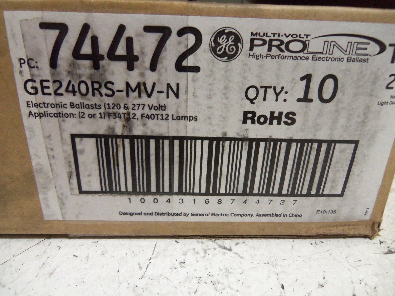LOT OF 10 GENERAL ELECTRIC GE240RS-MV-N BALLAST NSMP