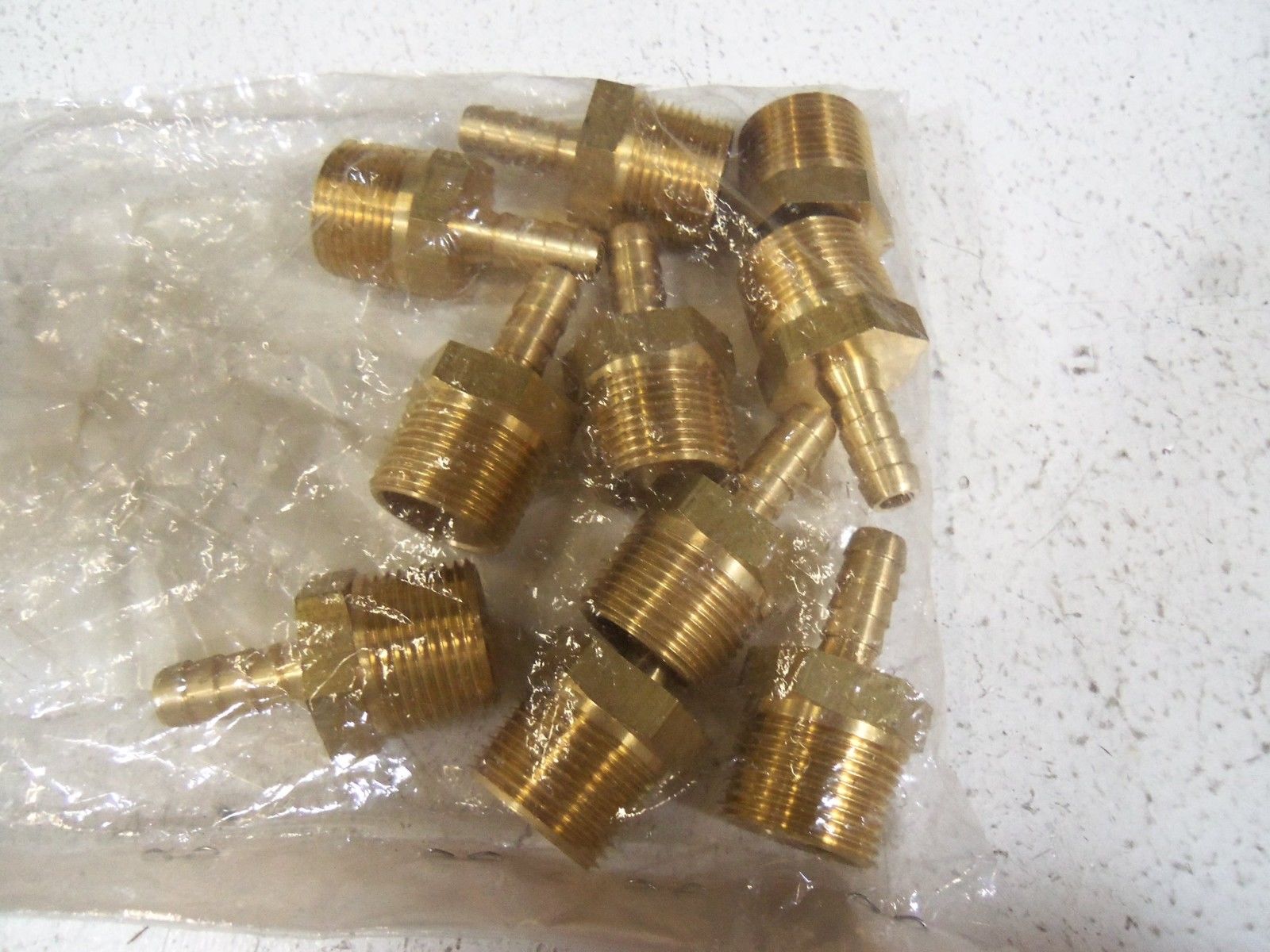 LOT OF 10 HOSE BARB BRASS TO MAKE FITTING W-HK-3 / 4 X 9 NSNP
