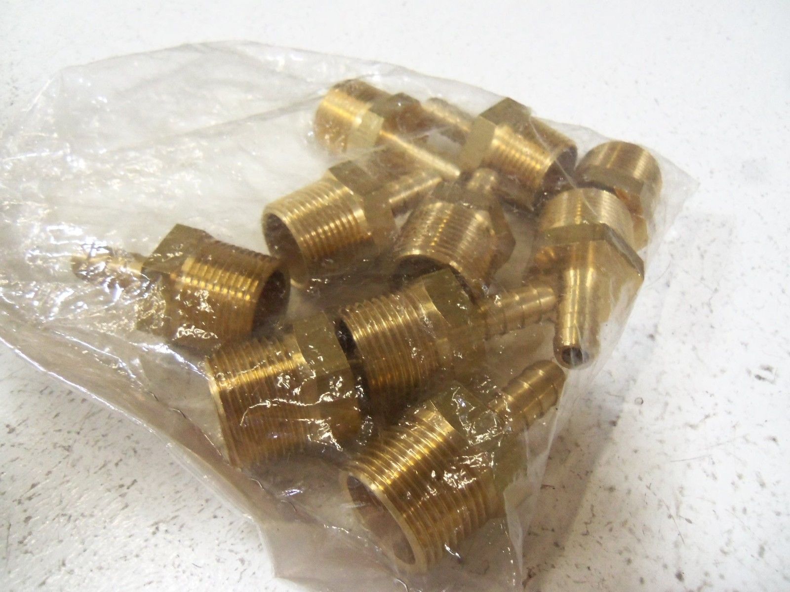 LOT OF 10 HOSE BARB BRASS TO MAKE FITTING W-HK-3 / 4 X 9 NSNP
