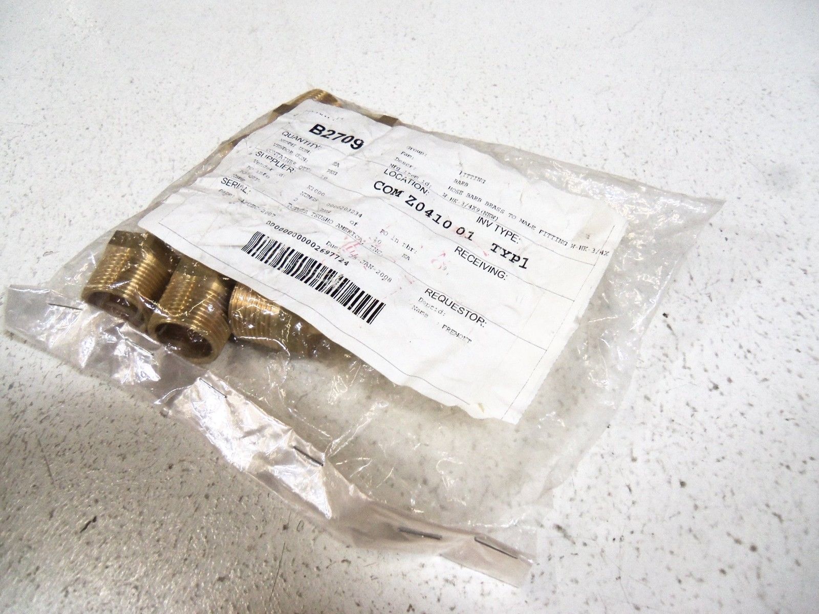 LOT OF 10 HOSE BARB BRASS TO MAKE FITTING W-HK-3 / 4 X 9 NSNP