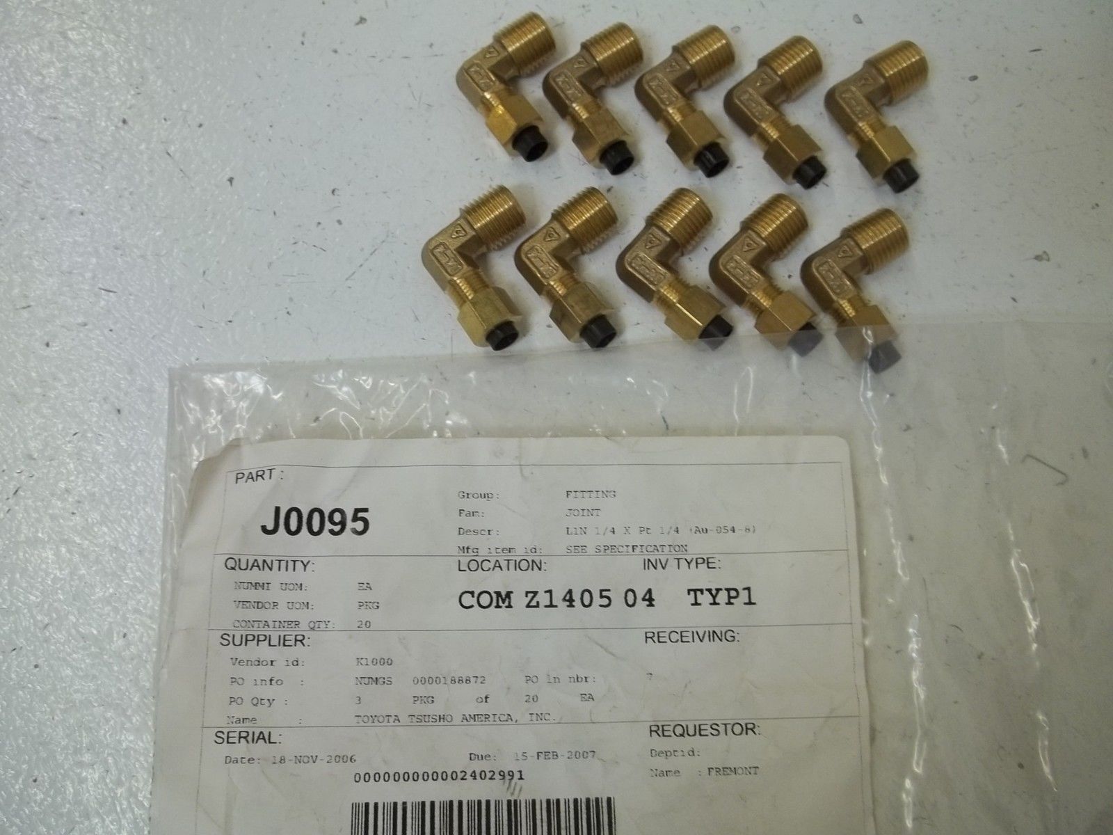 LOT OF 10 L1N1/4XPT1/4 JOINT NSNP