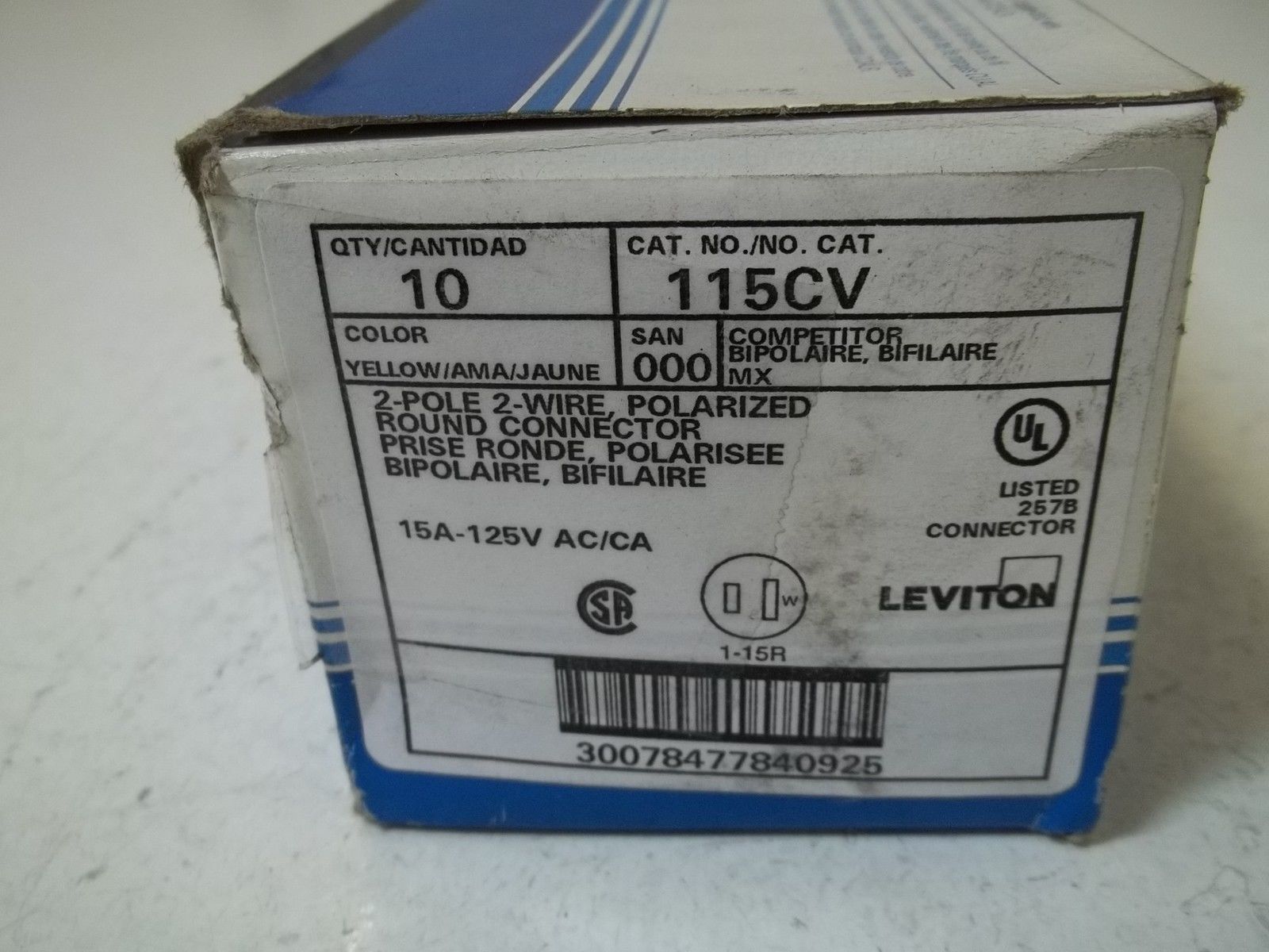 LOT OF 10 LEVITON 115CV 2POLE 2-WIRE ROUND CONNECTOR NSMP
