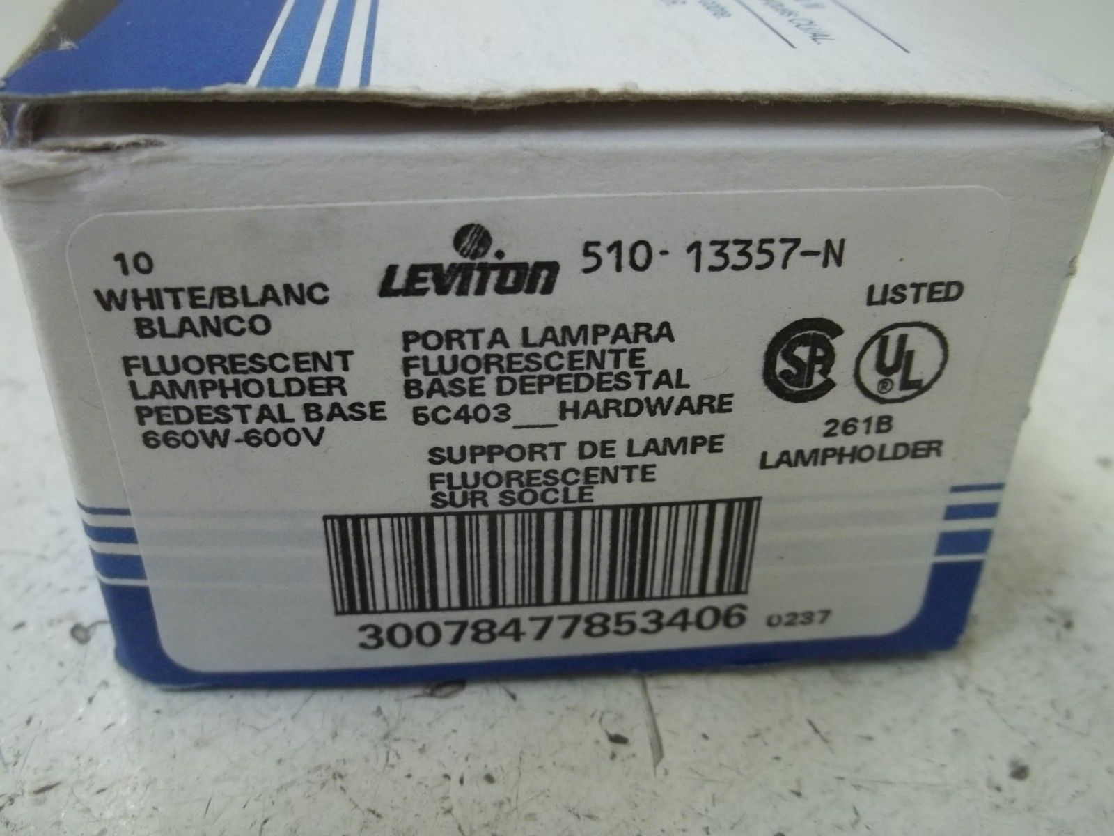 LOT OF 10 LEVITON 13357-N FLUORESCENT LAMPHOLDER 600W-600V NSMP