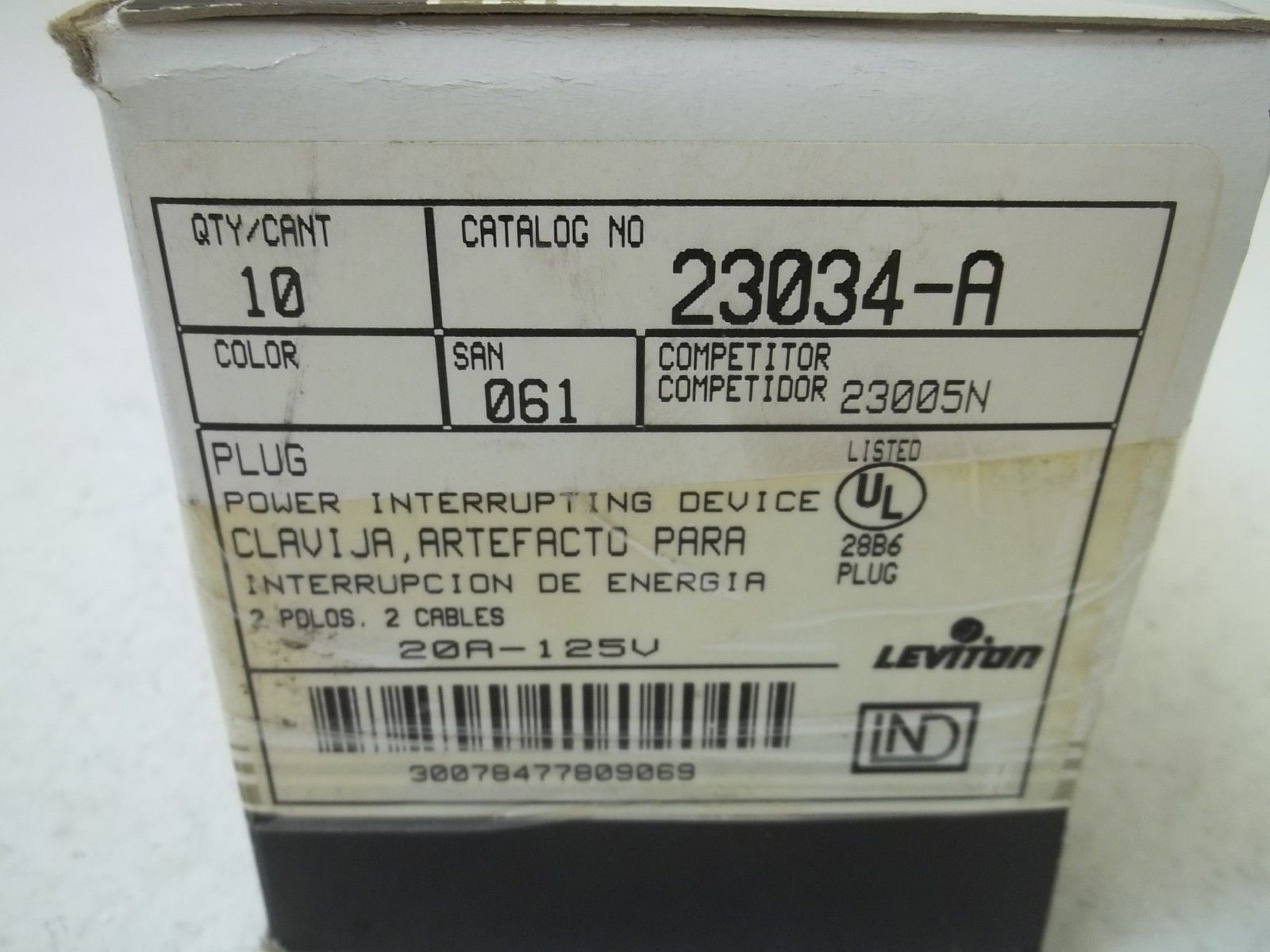 LOT OF 10 LEVITON 23034-A PLUG POWER INTERRUPTING DEVICE *NEW IN BOX*