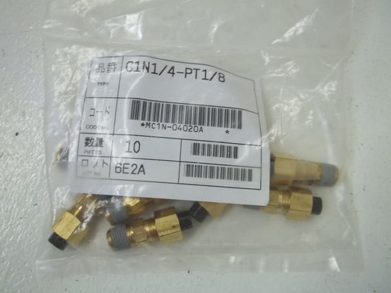 LOT OF 10 NITTA MOORE C1N1/4-PT1/8 FITTINGS *NEW IN A BAG*