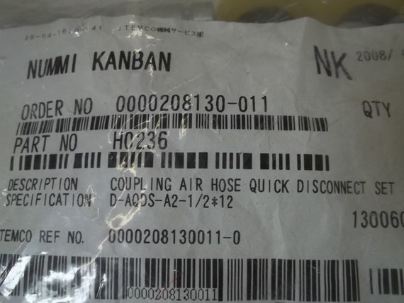 LOT OF 10 NUMMI H0236 COUPLING AIR HOSE QUICK DISCONNECT SET *NEW NO BOX*