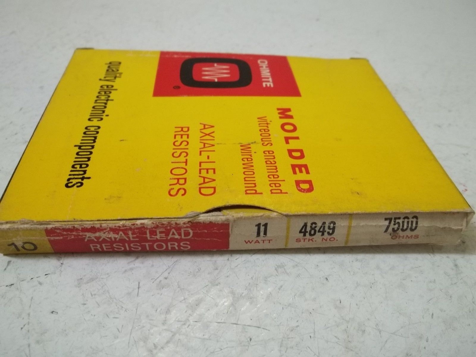 LOT OF 10 OHMITE 4849 AXIAL LEAD RESISTOR 11WATTS 7500OHMS NSMP