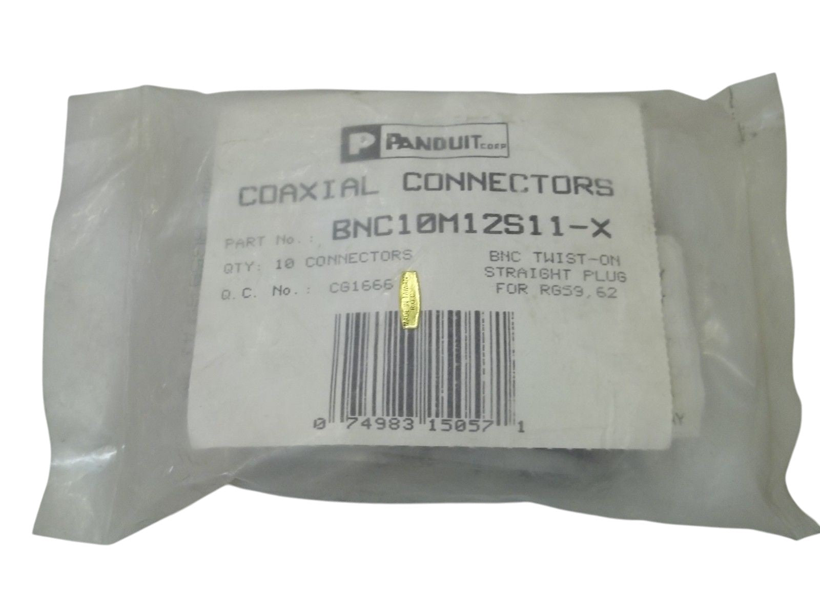 LOT OF 10 PANDUIT BNC10M12S11-X COAXIAL CONNECTORS NSMP