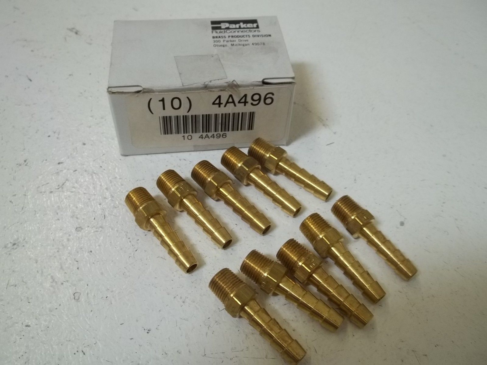 LOT OF 10 PARKER 4A496 BRASS HOSE BARD NSMP