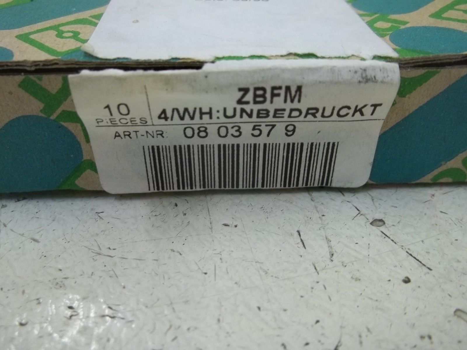 LOT OF 10 PHOENIX CONTACT ZBFM4/WH:UNBEDRUCKT 0803579 TERM. STRIP NSMP
