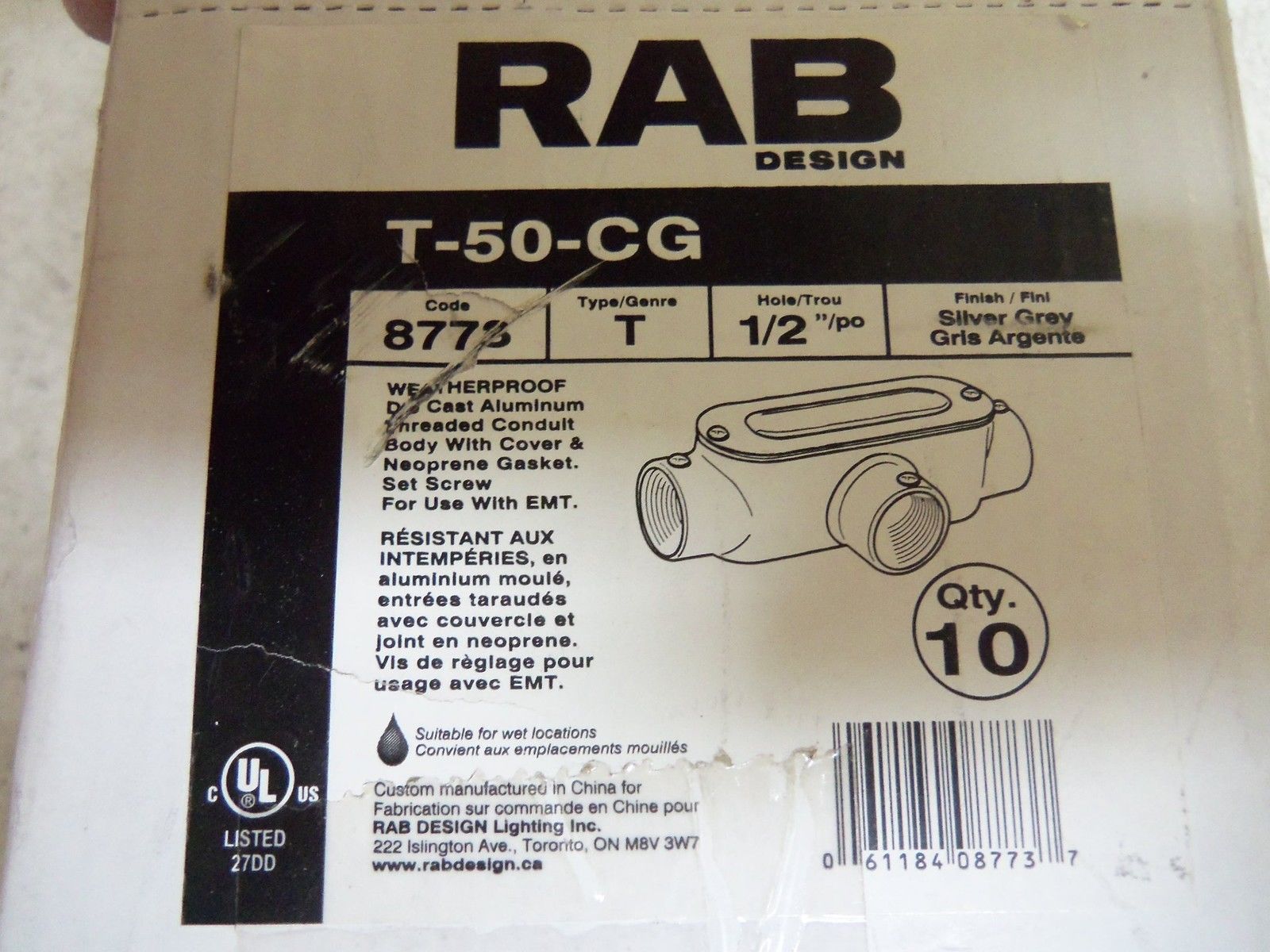 LOT OF 10 RAB T-50-CG CONDUIT NSMP