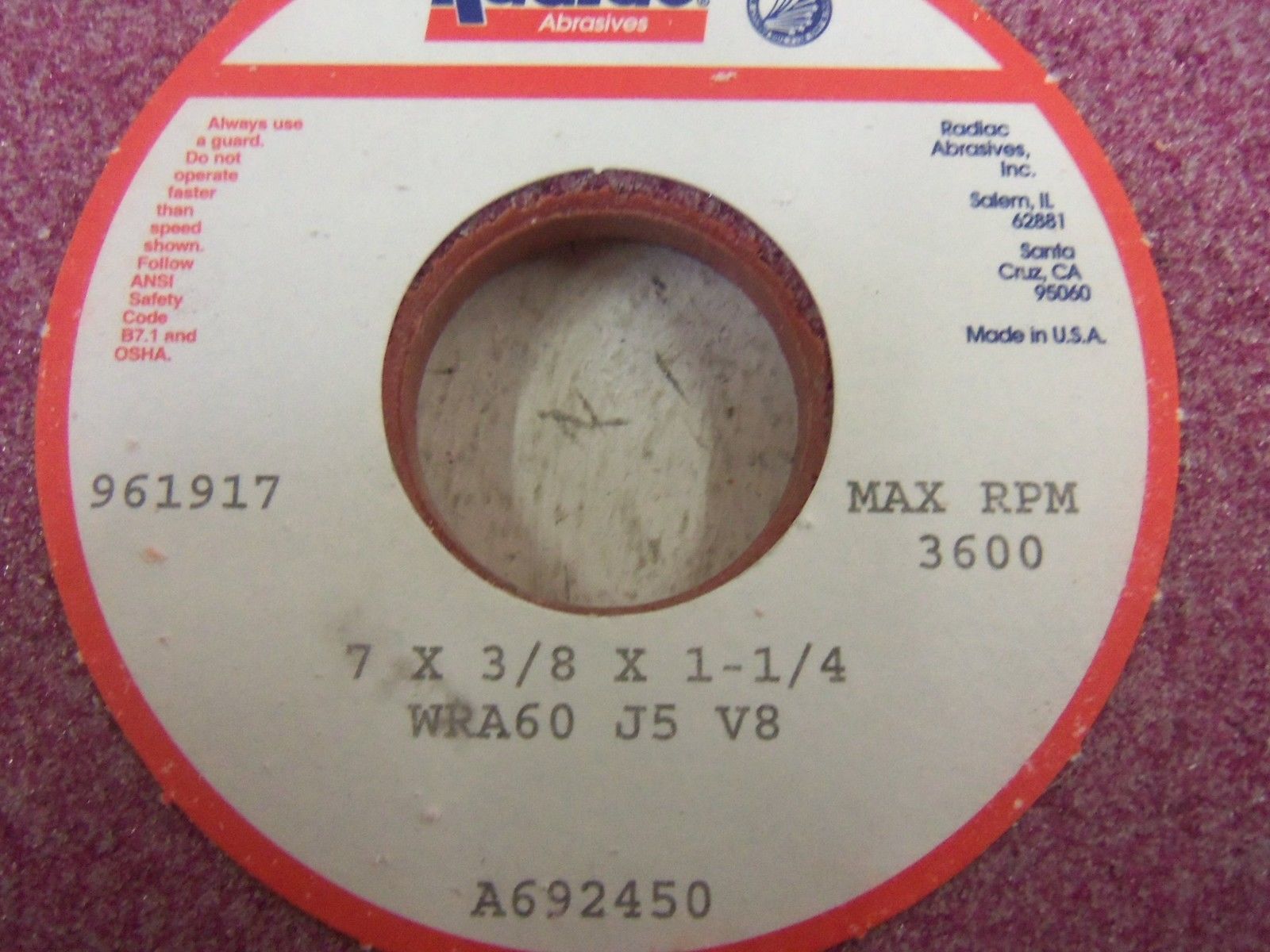 LOT OF 10 RADIAC A692450 GRINDING WHEEL NSMP