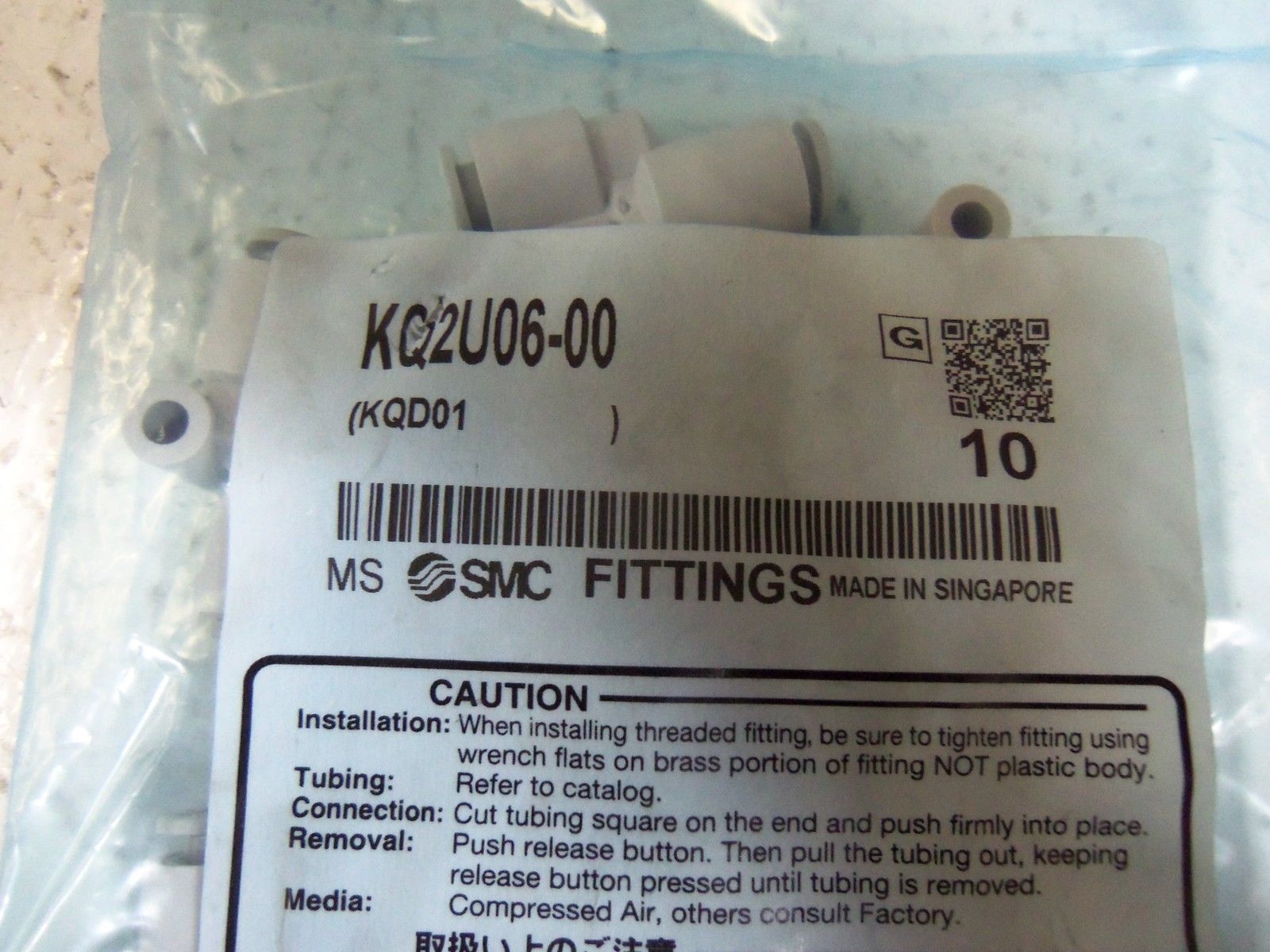 LOT OF10 SMC FITTINGS KQ2U06-00  NSMP