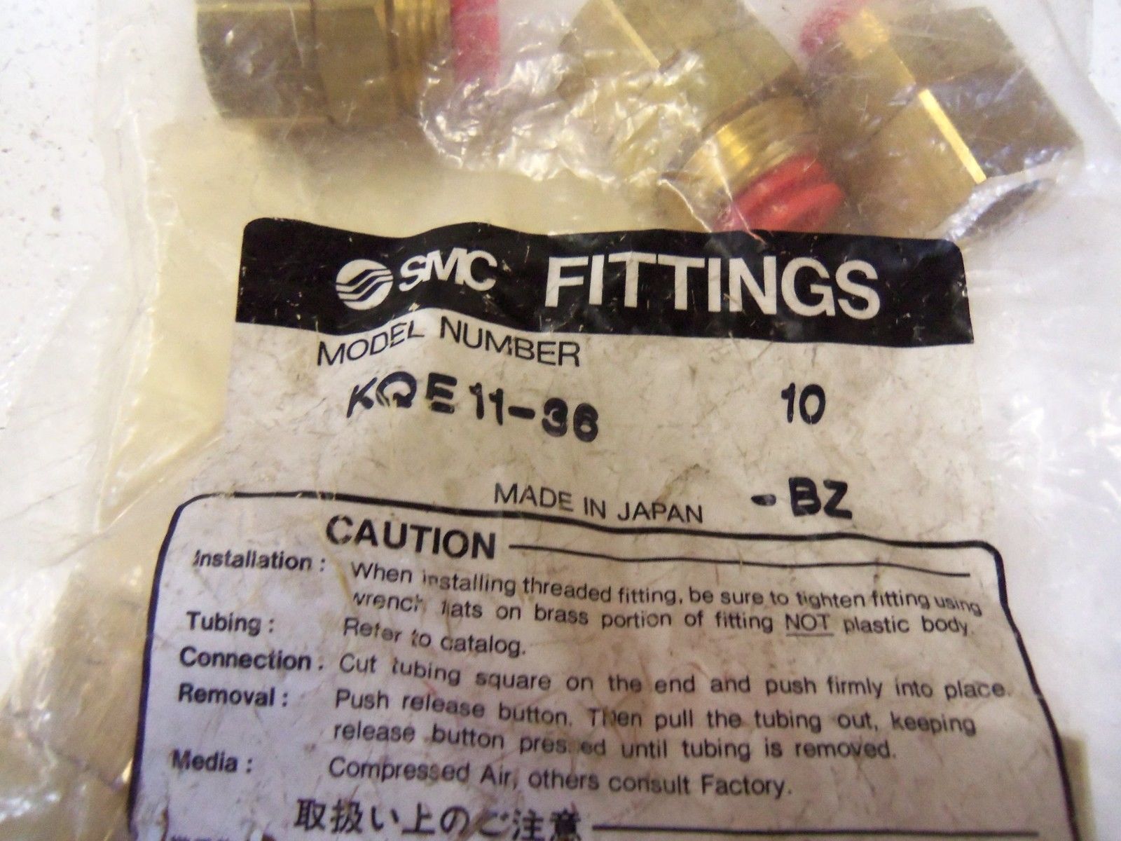 LOT OF 10 SMC FITTINGS KQE11-36 NSMP