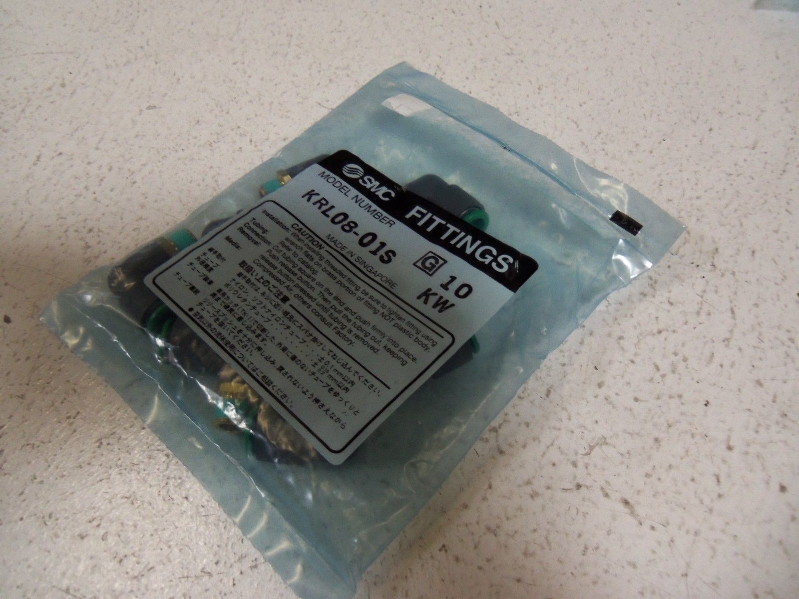 LOT OF 10 SMC FITTINGS KRL08-01S NSMP