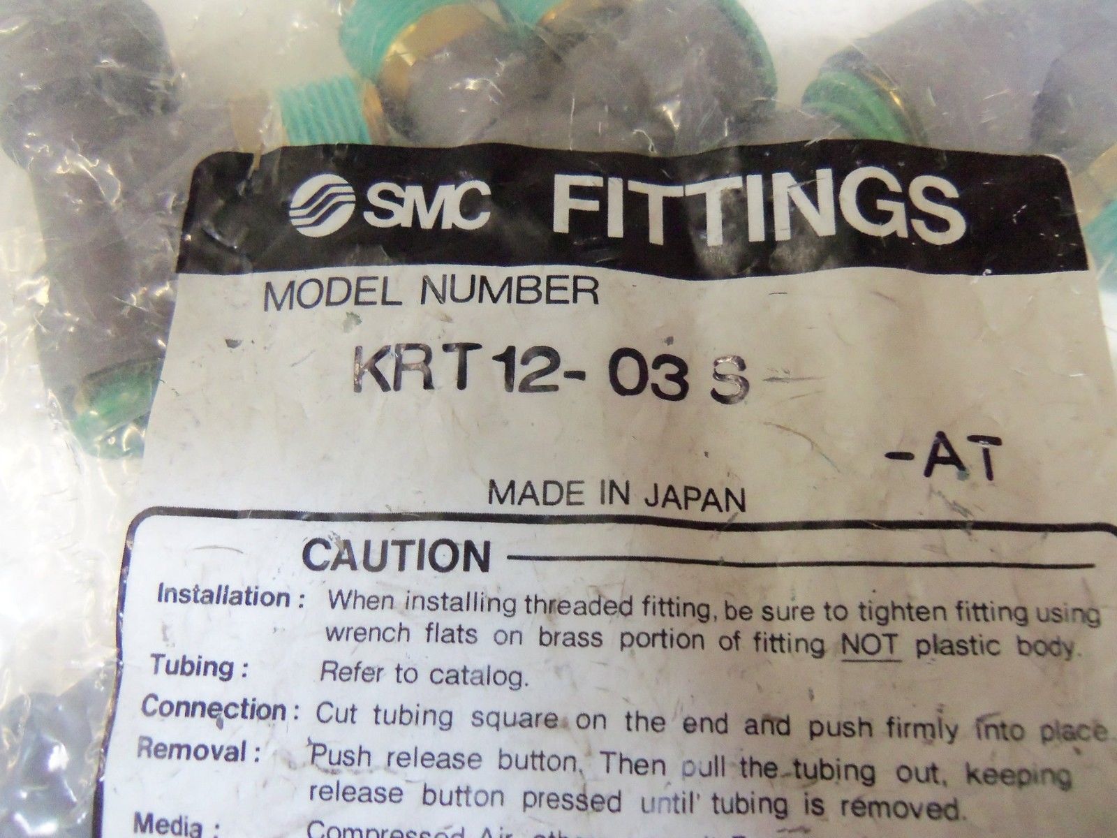 LOT OF 10  SMC FITTINGS KRT12-03S NSMP