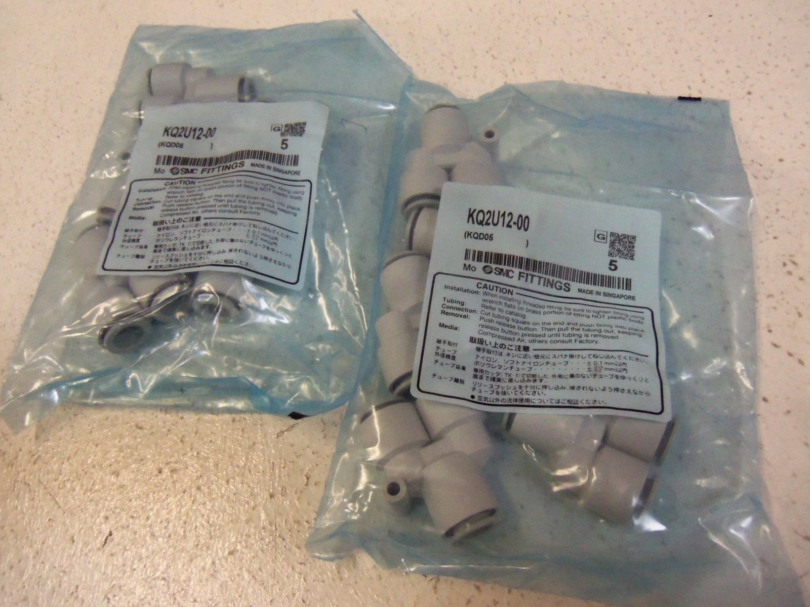 LOT OF 10 SMC FITTINGS KQ2U12-00 NSNP IN FACTORY  BAG