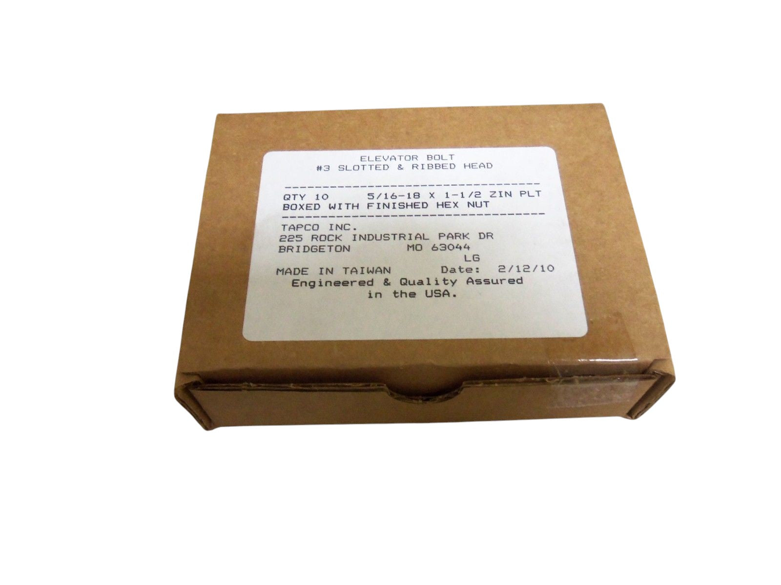 LOT OF 10 TAPCO 5/16-18 X 1-1/2 BOLTS NSMP